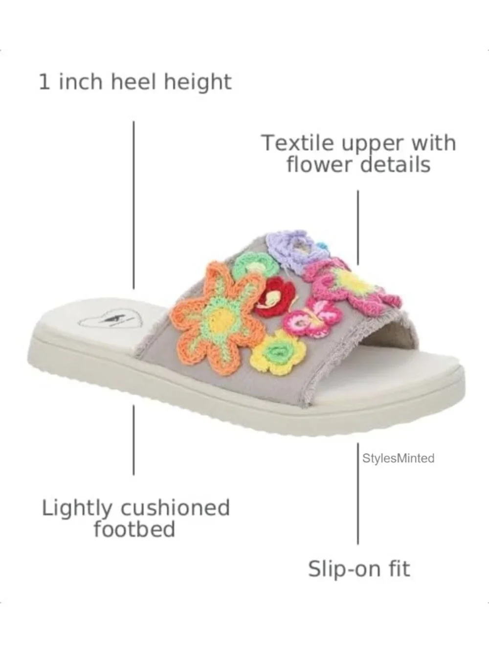 Rocket Dog Novel Floral Slide Sandal Women's Leather Cushioned Slip On